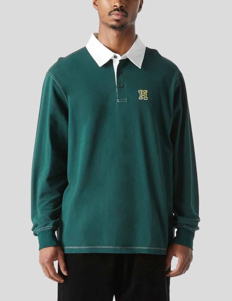 T-shirt HUF longden ls polo forest green
